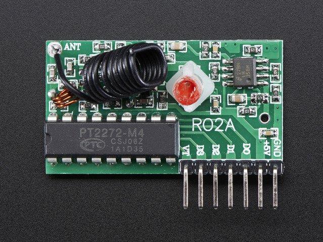 Adafruit Industries-1096 Transceptores RF Simple RF M4 Receiver - 315MHz Momentary Type