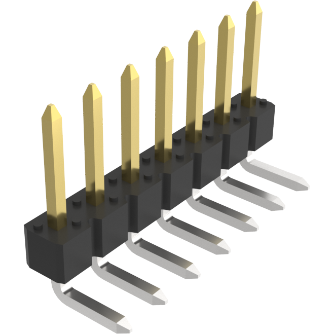 Amphenol Communications Solutions-77315-107-07LF Connector Headers and PCB Receptacles BergStik®, Board to Board connector, Unshrouded Header, Through Hole, Single Row, 7 Positions 2.54mm (0.100in) Pitch, Right Angle