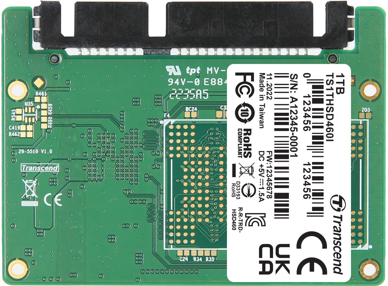 Transcend Information-TS1THSD460I Solid State-Laufwerke 1TB Half-Slim SATA3, 3D TLC, DRAM-less, Wide Temperature, Embedded SSD