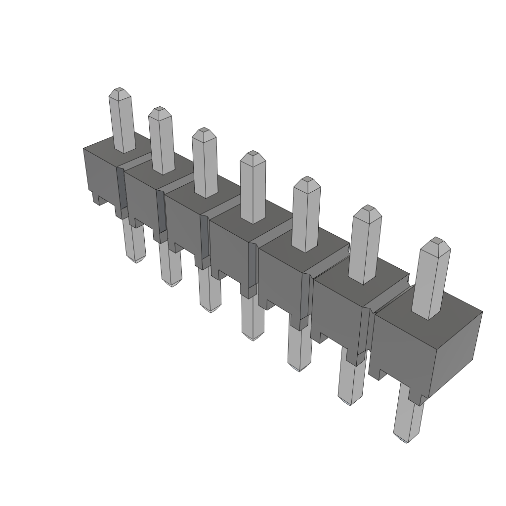 Samtec-HTSW-107-05-T-S Connector Headers and PCB Receptacles Conn Unshrouded Header HDR 7 POS 2.54mm Solder ST Top Entry Thru-Hole Bulk