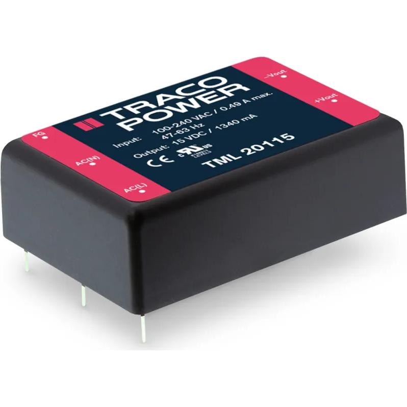 TRACO Electronic AG-TML 20515 AC-DC-Spannungsversorgung AC/DC Power Supply Triple-OUT 5V/15V/-15V 2.8A/0.2A/0.2A 20W 8-Pin