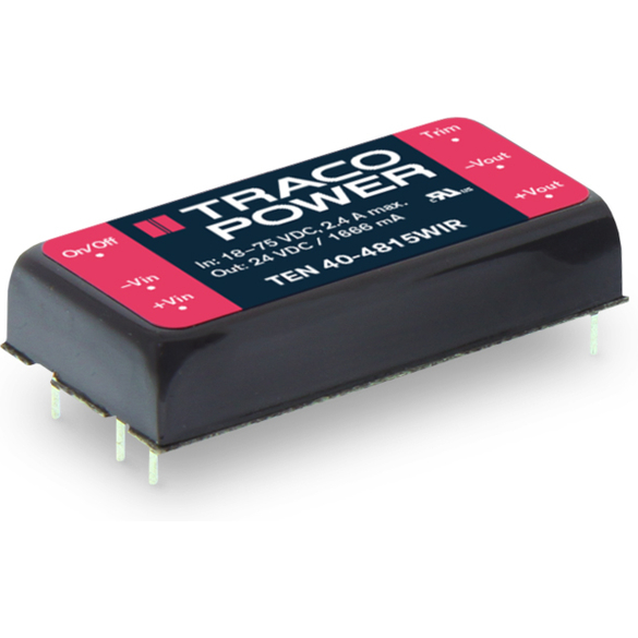 TRACO Electronic AG-TEN 40-7225WIR DC/DC-Wandler und Spannungsreglermodul Module DC-DC 110VIN 2-OUT 24V/-24V 0.833A/0.833A 40W 6-Pin DIP Module