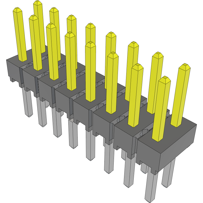 Samtec-HTSW-108-08-S-D-LL Embases de raccordement et réceptacles PCB Conn Unshrouded Header HDR 16 POS 2.54mm Solder ST Top Entry Thru-Hole Bulk