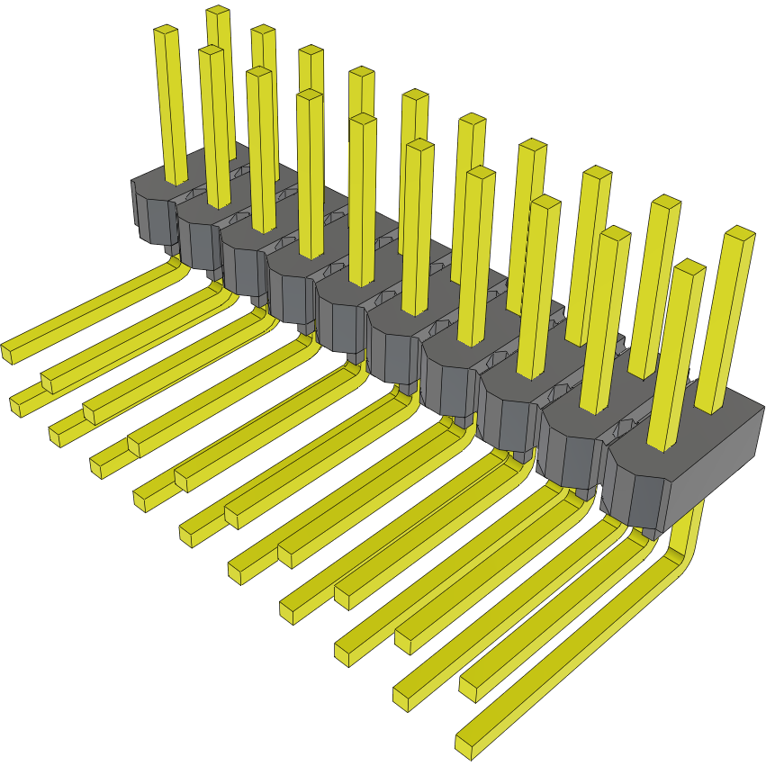 Samtec-MTSW-110-09-G-D-250-RA Steckverbinderleisten und Leiterplattenbuchsen Conn Unshrouded Header HDR 20 POS 2.54mm Solder RA Side Entry Thru-Hole Bulk