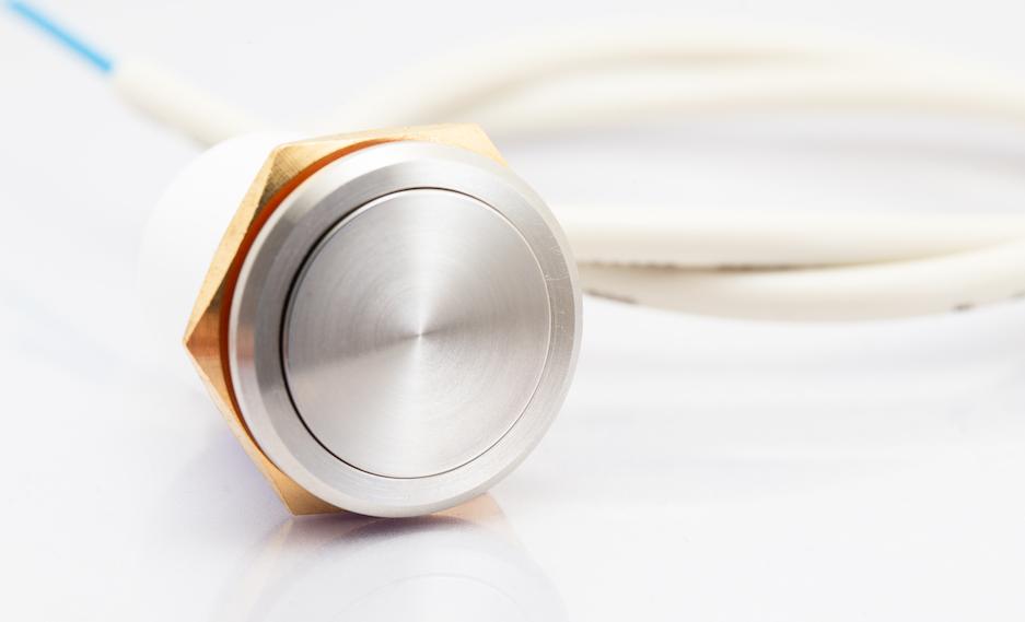 Lumex-W58M-A10N Switch Push Button Switch Push Button OFF Mom SPST Flush Round Button 0.25A 28VDC Momentary Panel Mount Wire Lead Bulk