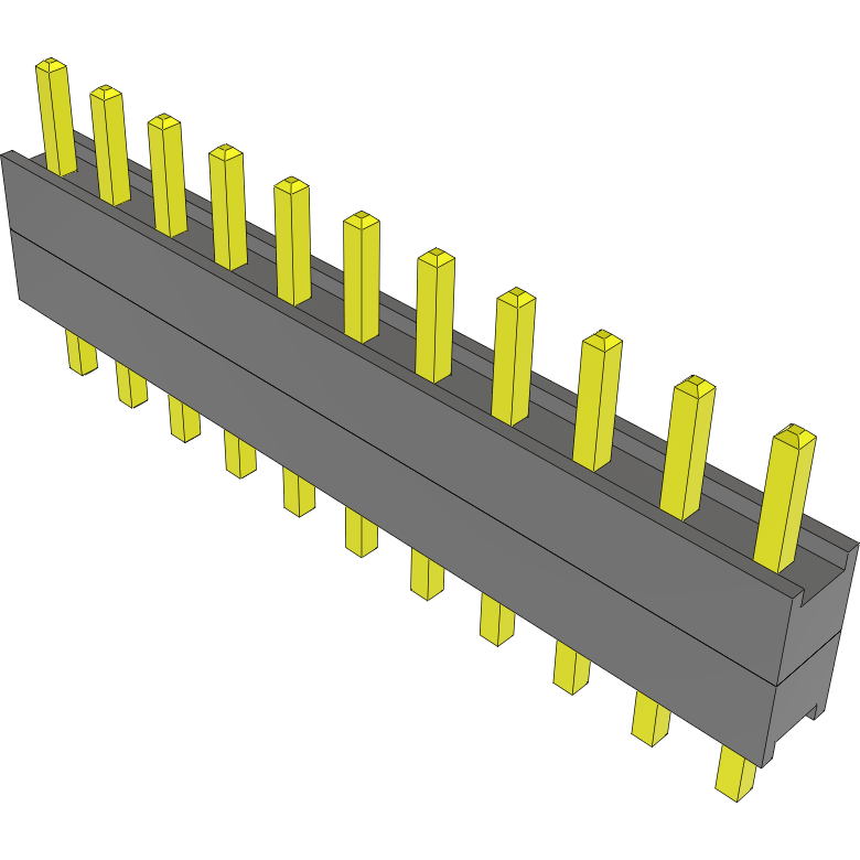 Samtec-DW-11-07-G-S-200 连接器插头及 PCB 插座 Conn Board Stacker HDR 11 POS 2.54mm Solder ST Top Entry Thru-Hole Bulk