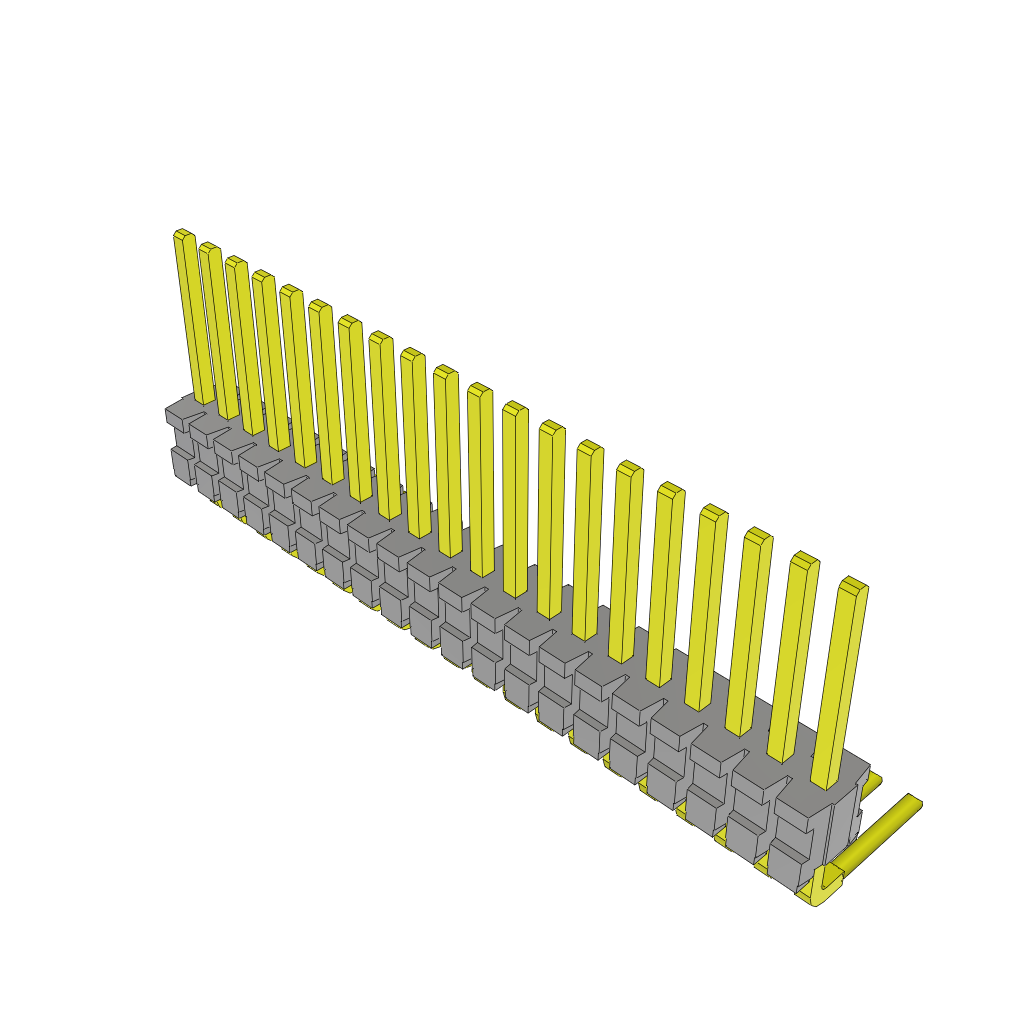 Samtec-TMS-120-01-L-S-RA Piastre connettori e prese PCB Conn Unshrouded Header HDR 20 POS 1.27mm Solder RA Side Entry Thru-Hole Tube