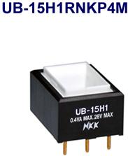 NKK Switches-UB-15H1RNKP4M Druckknopfschalter Switch Push Button ON (ON) SPDT Rectangular Button 28VAC 28VDC 0.4VA Momentary Thru-Hole PC Pins