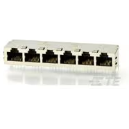 TE Connectivity-5406554-4 Steckverbinder, Telefon und Telekommunikation Conn RJ-45 F 48 POS 1.02mm Solder RA Thru-Hole 72 Terminal 6 Port Cat 5 Tray