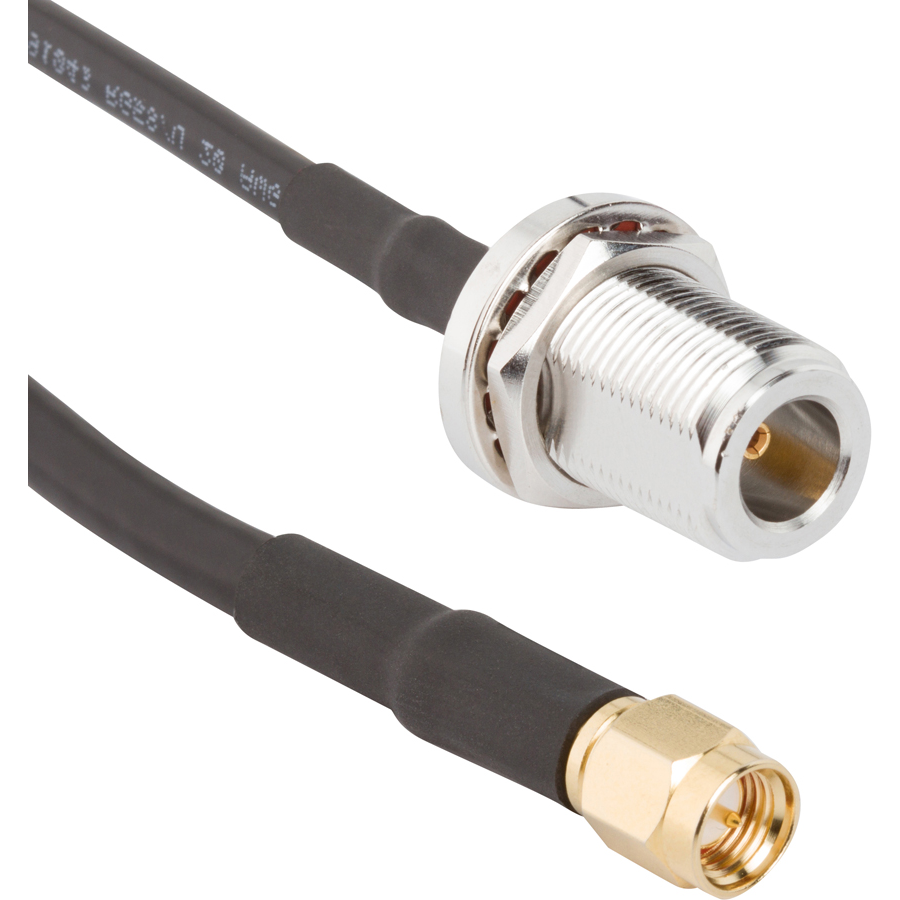 Amphenol RF-095-902-526M300 Kabelbaugruppen Koaxial N-Type Straight Bulkhead Jack to SMA Straight Plug RG-58 50 Ohm 3 M (118.11 Inches)
