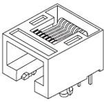 Molex-0855035001 Connector Telephone and Telecom Conn RJ-45 F 8 POS 1.27mm Solder RA Thru-Hole 8 Terminal 1 Port Modular Jack 8/8, RJ45 Cat 5e Tray