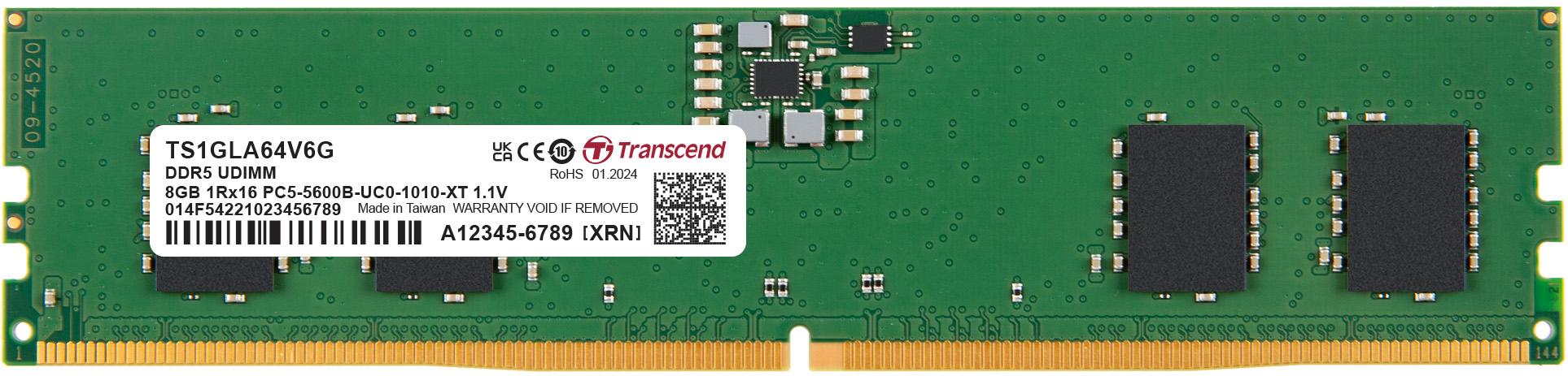 Transcend Information-TS1GLA64V6G Memory Modules DRAM Module DDR5 SDRAM 8Gbyte 288 Long DIMM Bulk