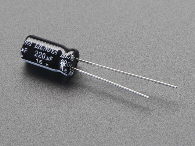 Adafruit Industries-2192 Capacitor Aluminum Electrolytic 220uF 16V Electrolytic Capacitors - Pack of 10