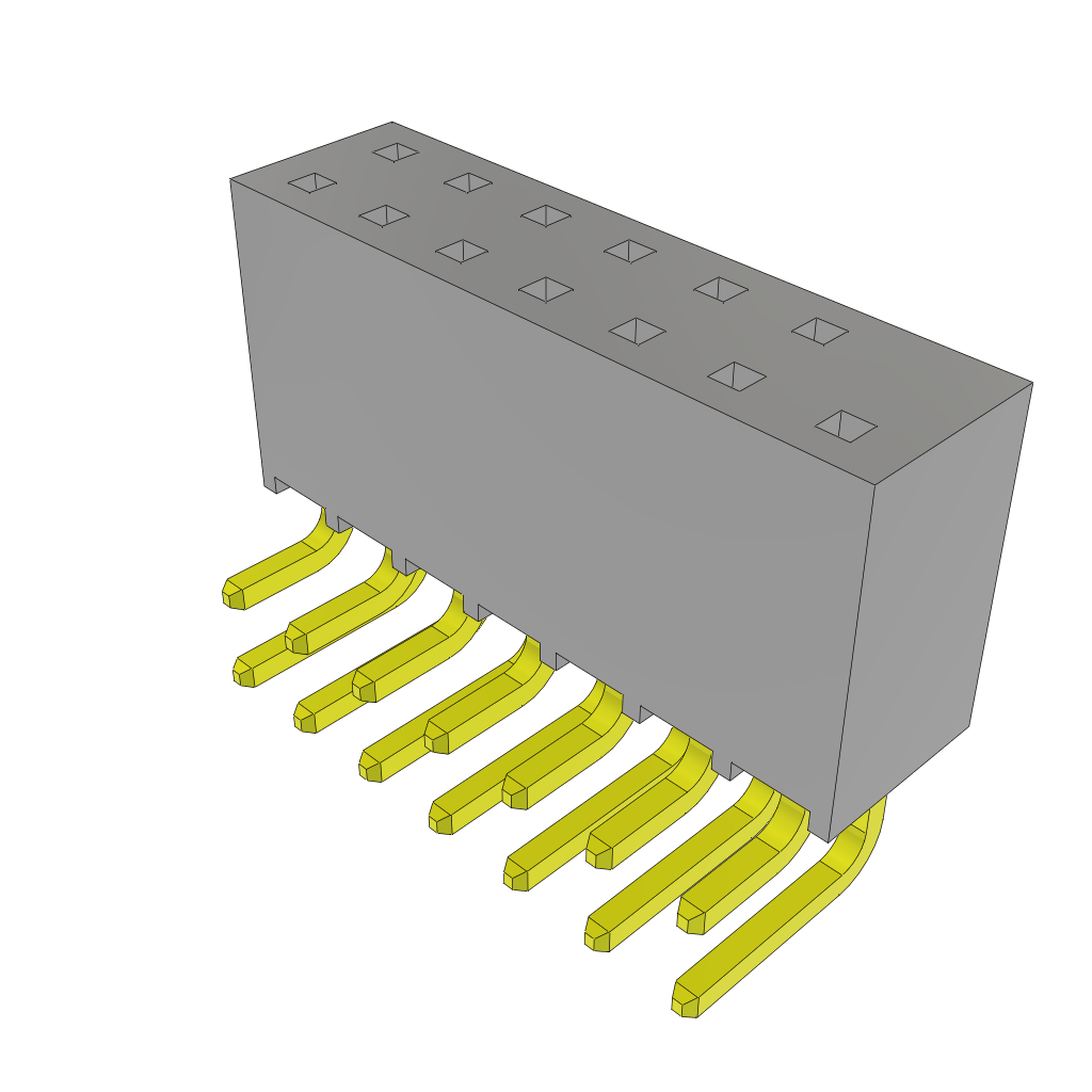 Samtec-SSQ-107-02-G-D-RA-002 Steckverbinderleisten und Leiterplattenbuchsen Conn Socket Strip SKT 14 POS 2.54mm Solder RA Thru-Hole Bulk
