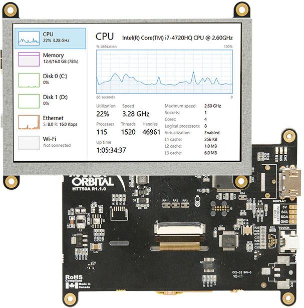 Matrix Orbital-HTT50ATPNBLMB0H5CHV5 Módulos TFT 5in TFT WVGA 800x480Pixels HDMI 520cd/m2 0°C to 70°C
