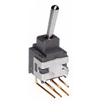 NKK Switches-A13J2H Interruptor de palanca Switch Toggle ON OFF ON SPDT Bat Lever PC Pins 0.1A 28VAC 28VDC 0.4VA PC Mount with Bracket