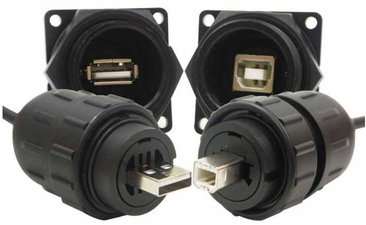 Conxall-DCP-USBBB-USBA Connector USB Conn USB 2.0 Type A-USB 2.0 Type B Adapter RCP/RCP 4/4 POS ST Panel Mount 1/1 Port