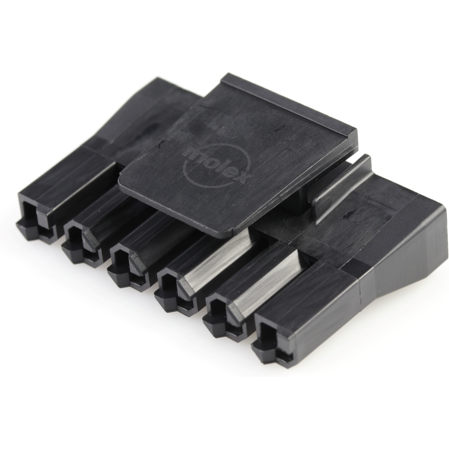 Molex-0444412006 Einzeladersteckverbinder, Gehäuse Conn Housing RCP 6Power POS 7.49mm Crimp ST Cable Mount Black Sabre™ Bag