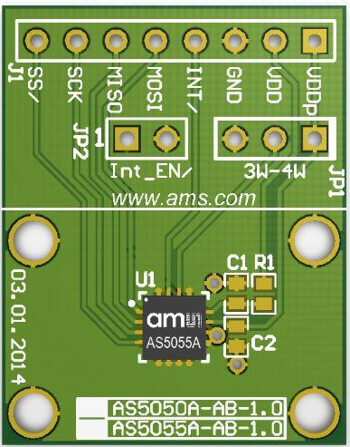 ams OSRAM-AS5055A-QF_EK_AB Cartes et kits de développement de capteur AS5055A Angular and Linear Position Sensor Adapter Board