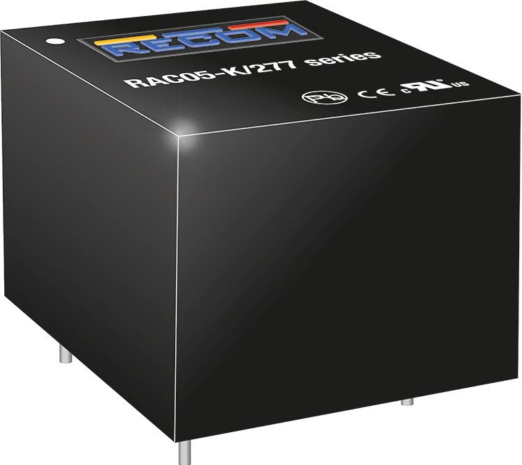 RECOM Power-RAC05-12SK/277 Alimentation électrique CA en CC AC/DC Power Supply Single-OUT 12V 0.416A 5W 4-Pin Tube