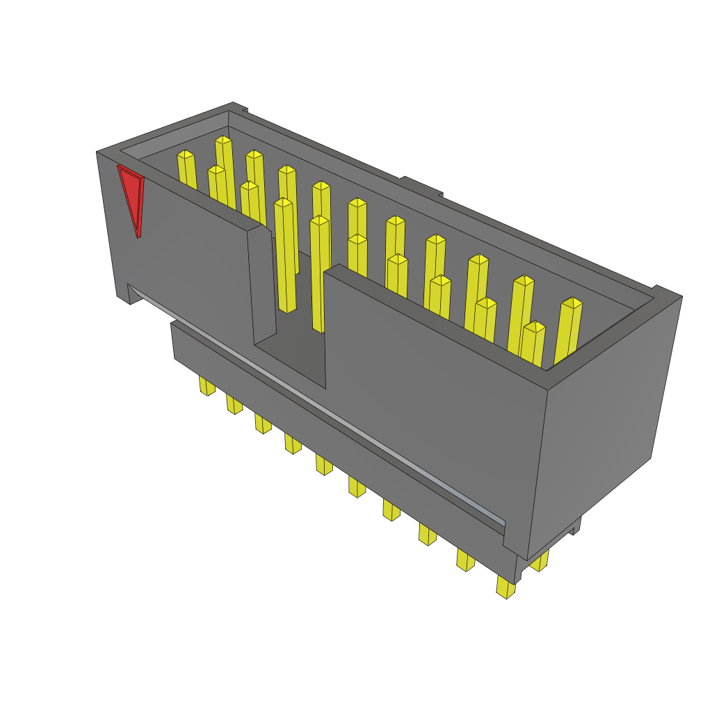 Samtec-ZSS-110-01-T-D-525 Steckverbinderleisten und Leiterplattenbuchsen Conn Elevated Shrouded Header HDR 20 POS 2.54mm Solder ST Top Entry Thru-Hole Layer
