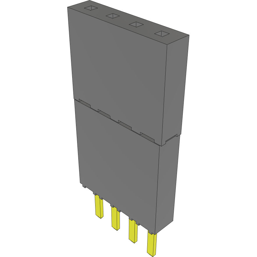 Samtec-ESW-104-69-G-S Cabezales del conector y receptáculos PCB Conn Elevated Socket SKT 4 POS 2.54mm Solder ST Top Entry Thru-Hole Bulk