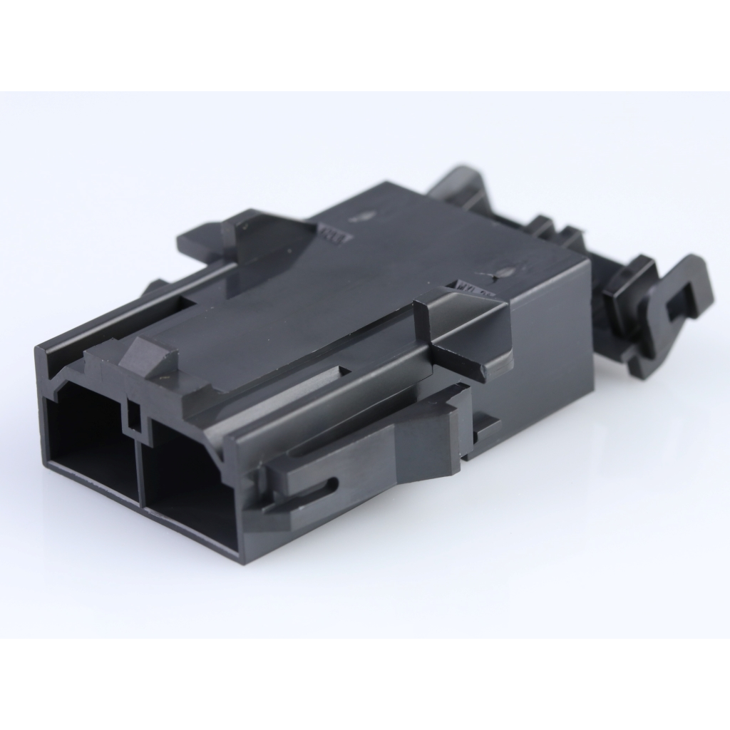 Molex-428180212 Connector Discrete Wire Housing Conn Housing M 2 POS 10mm Crimp ST Panel Mount Black Mini-Fit Sr™ Bag
