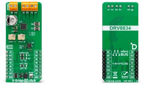 MikroElektronika-MIKROE-5913 Energiemanagement, Entwicklungsplatinen und -kits DRV8834 Motion Motor Control Click Board