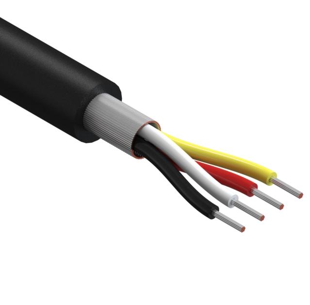 Tensility International-30-00490 Kabel, Mehrleiter Multi-Conductor Cable Spiral High Density Polyethylene 4Conductors 32AWG 2.65mm 150V Black Thermoplastic Polyurethane