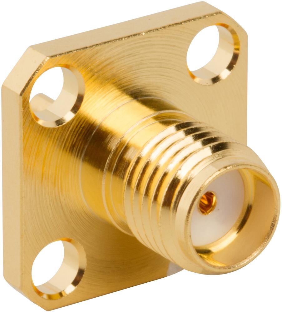 Amphenol RF-132204 RF-Steckverbinder Conn SMA 0Hz to 12.4GHz 50Ohm Solder ST Flange Mount RCP Gold