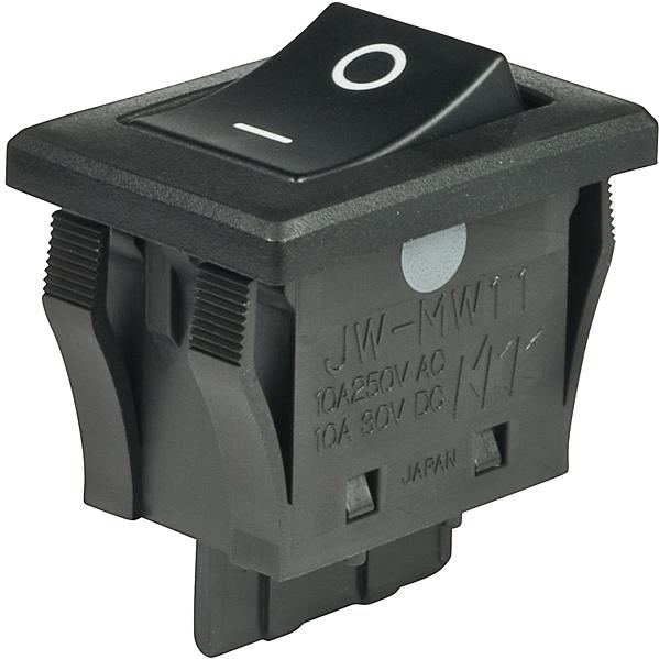 NKK Switches-JWMW11RA1A Switch Rocker Switch Rocker ON None OFF SPST Quick Connect/Solder Lug Curved Rocker 10A 250VAC 30VDC 25000Cycles