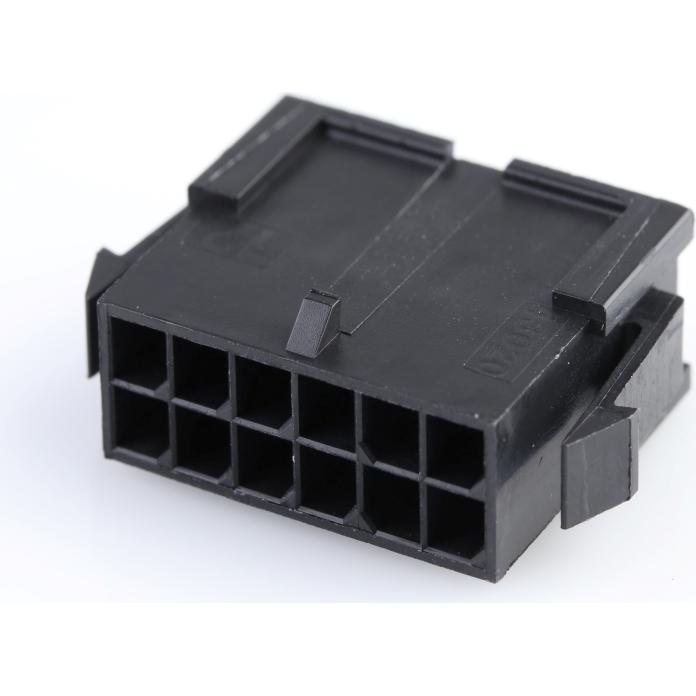 Molex-43020-1200 Connector Discrete Wire Housing Conn Housing PL 12 POS 3mm Crimp ST Panel Mount Black Micro-Fit 3.0™ Bag