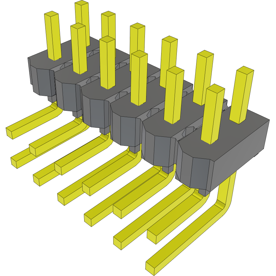 Samtec-MTSW-106-07-G-D-122-RA Steckverbinderleisten und Leiterplattenbuchsen Conn Unshrouded Header HDR 12 POS 2.54mm Solder RA Side Entry Thru-Hole Bulk