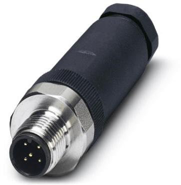 PHOENIX CONTACT-1553190 Sensor Accessories Connector, 5-position, Plug straight M12, A-coded, Screw connection, knurl material Stainless steel 1.4404,cable gland Pg9, external cable diameter 6 mm . 8 mm