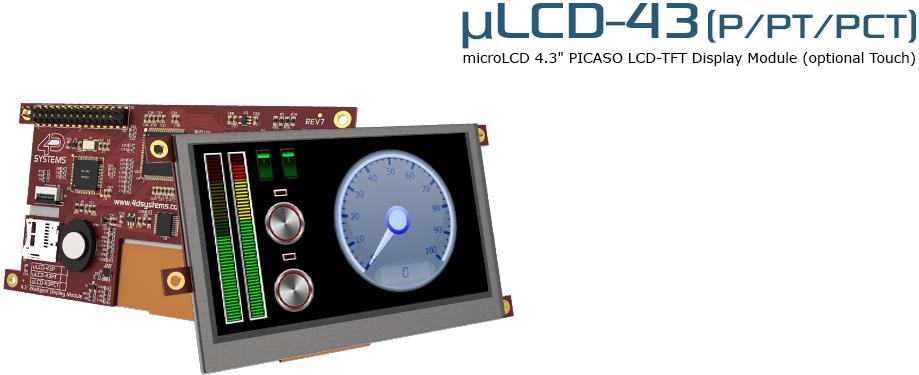 4D Systems-ULCD-43PT TFT-Module 4.3", 480x272 pixel, Intelligent LCD module w/ Resistive Touch and PICASO Processor