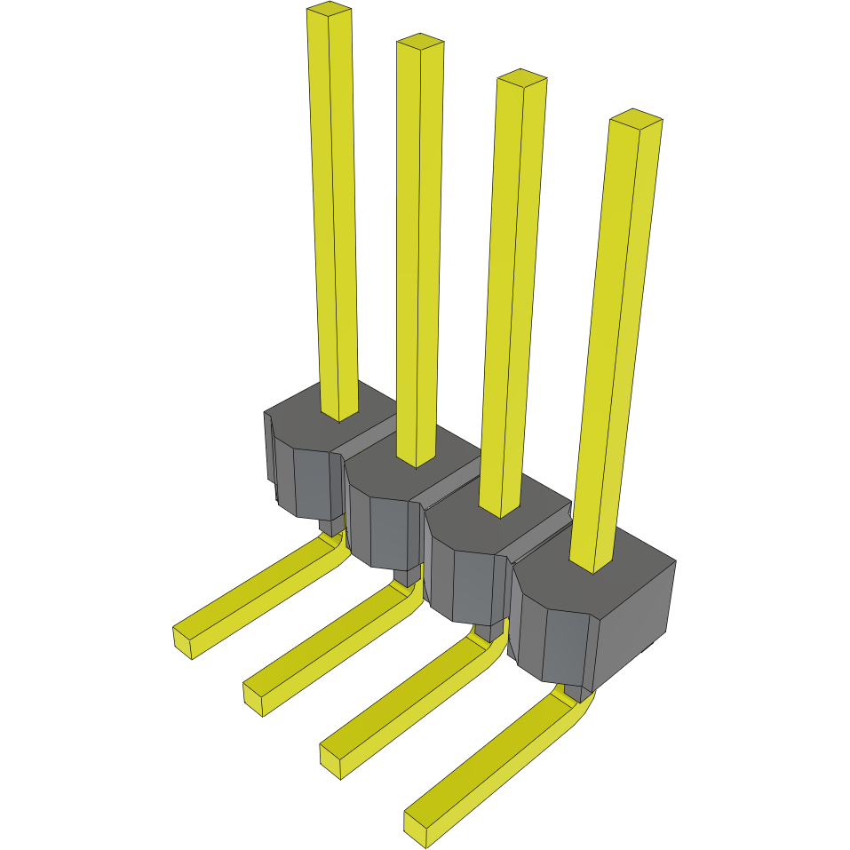Samtec-MTSW-104-09-T-S-386-RA Steckverbinderleisten und Leiterplattenbuchsen Conn Unshrouded Header HDR 4 POS 2.54mm Solder RA Side Entry Thru-Hole Bulk