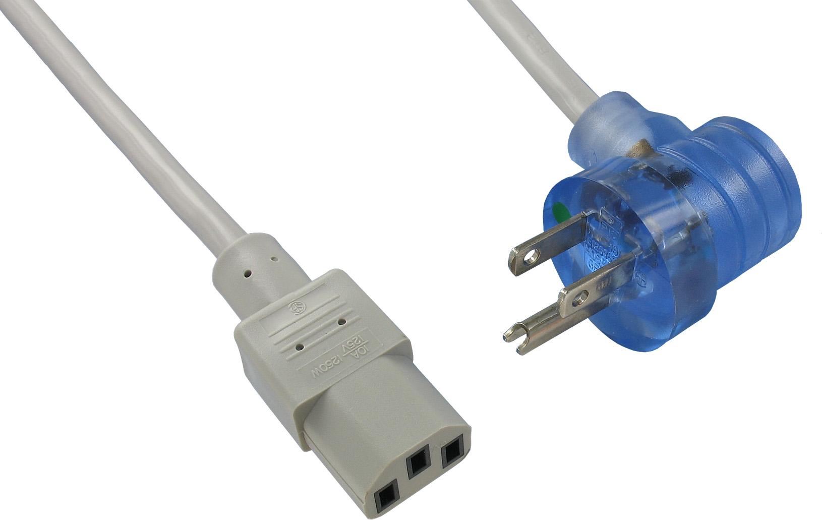 Qualtek Electronics-243003-06 Cable Assembly AC Power Cable Assembly 3.048m NEMA 5-15P to C13 3 to 3 POS F-M 18AWG