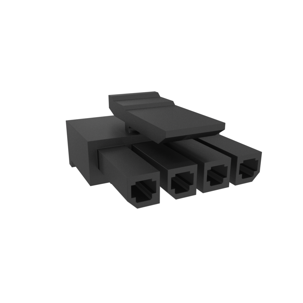 Amphenol Communications Solutions-10136653-04LF Einzeladersteckverbinder, Gehäuse Minitek® Pwr 3.0, Wire to Board connector, Receptacle Housing, Single row, 4 positions Non Glow Wire Compatible