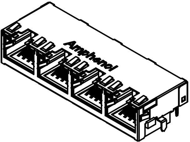 Amphenol Communications Solutions-RJE721881411 Steckverbinder, Telefon und Telekommunikation Conn Modular Jack F 8 POS 1.02mm Solder RA Thru-Hole 12 Terminal 1 Port Cat 5e Tray