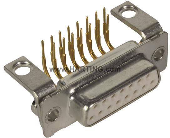 HARTING-09672126801 Connettore D-subminiatura Conn D-Sub F 15 POS 1.37mm Solder RA Thru-Hole 15 Terminal 1 Port