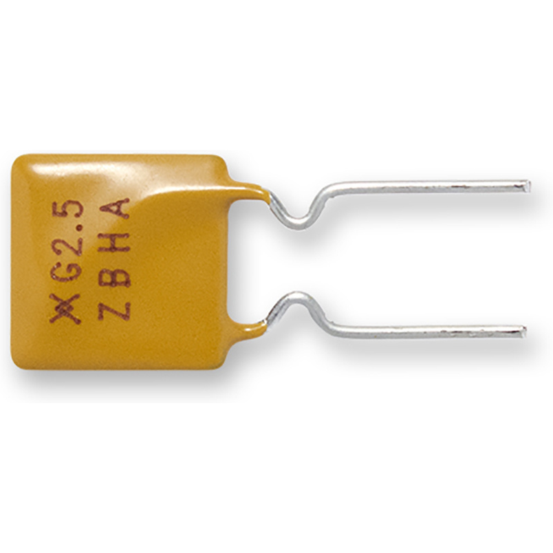 Littelfuse-RGEF250 PTC, rückstellbare Sicherung PTC Resettable Fuse 2.5A(hold) 4.7A(trip) 16VDC 100A 1W 5s 0.022Ohm Radial 8.9 X 3 X 12.8mm Bag