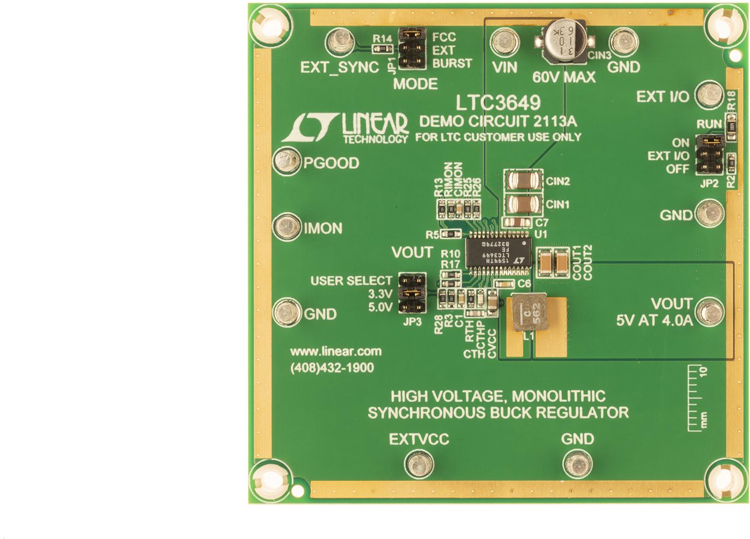 Analog Devices-DC2113A Power Management Development Boards and Kits LTC3649 Demo Board, Synchronous Buck, 3.1V ≤ VIN ≤ 60V, VOUT = 3.3V/5V @ 4A