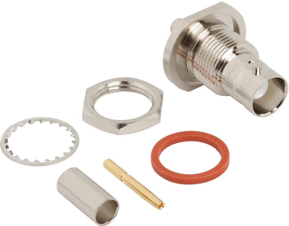 Amphenol RF-031-342 RF-Steckverbinder Conn BNC 0Hz to 4GHz 50Ohm Crimp ST Panel Mount RCP Gold