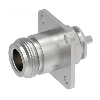 Radiall-R161277300 RF-Steckverbinder Conn Type N 0Hz to 11GHz 50Ohm Solder ST Flange Mount F Gold Over Nickel