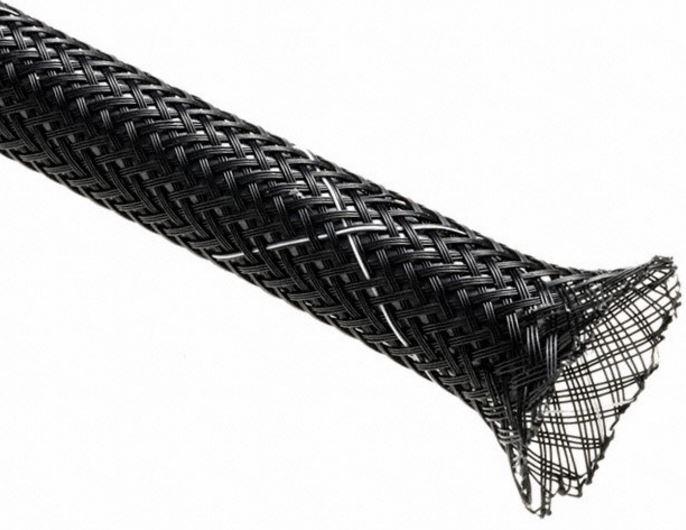 Techflex, Inc-FLEXO FR 3/8" BLK W/WHT TRACER Accessoires de câble Cable Accessories Flame Retardant Polyethylene Terephthalate Black/White Spool