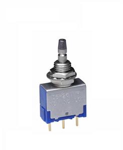 NKK Switches-DB2511P Druckknopfschalter Switch Push Button ON (ON) SPDT Round Plunger 0.1A 28VAC 28VDC 0.4VA Momentary Panel Mount/Through Hole PC Pins