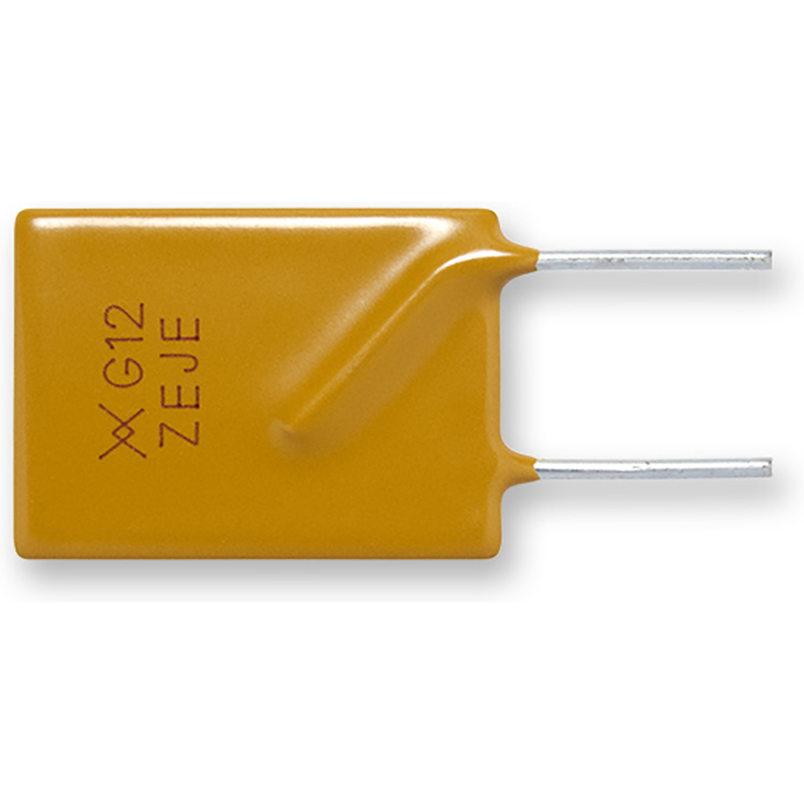 Littelfuse-RGEF1200 PTC Resettable Fuses PTC Resettable Fuse 12A(hold) 20.4A(trip) 16VDC 100A 4.2W 7.5s 0.0033Ohm Radial 17.5 X 3.5 X 28mm Bag