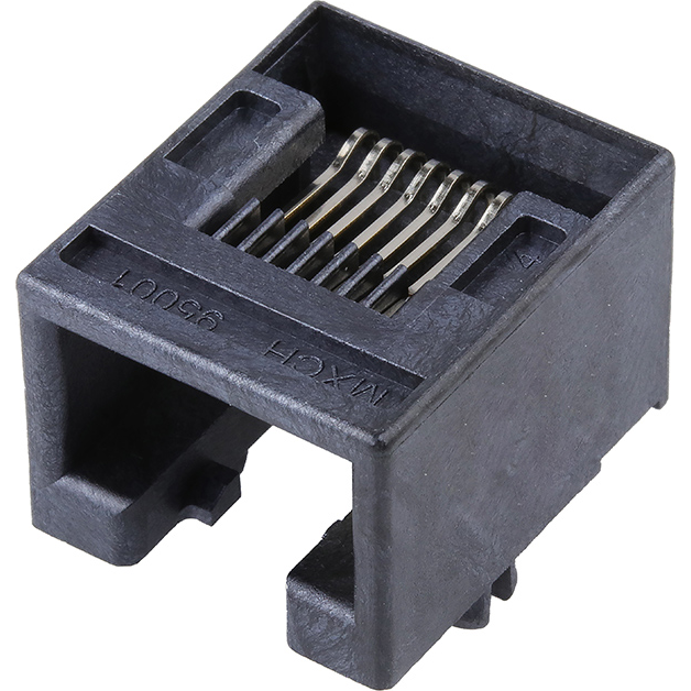 Molex-95501-2881 Connector Telephone and Telecom Conn RJ-45 F 8 POS 1.27mm Solder RA Thru-Hole 8 Terminal 1 Port Modular Jack 8/8, RJ45 Cat 3 Tray
