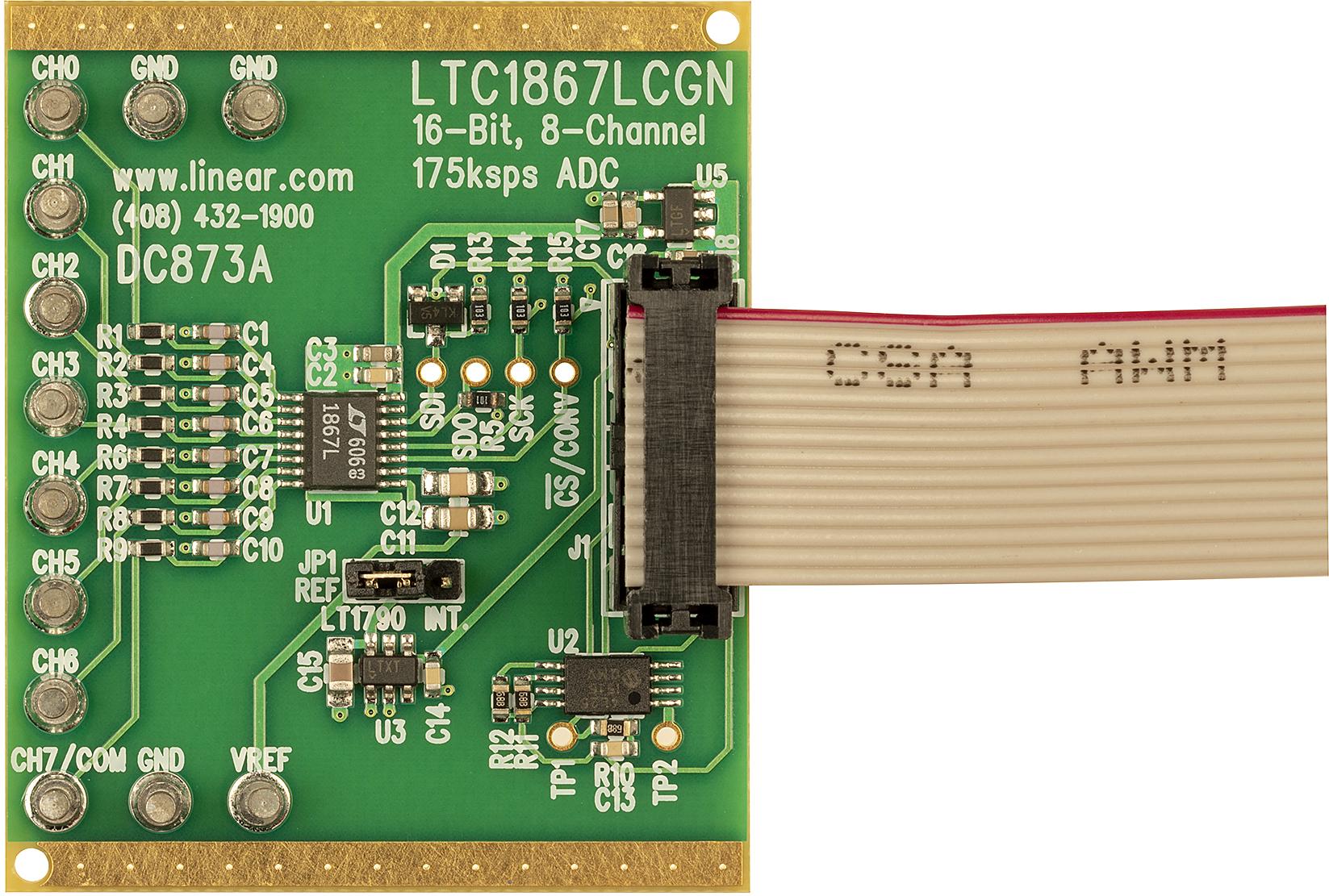 Analog Devices-DC873A Cartes et kits de développement de conversion de données LTC1867LCGN Demo Board, 3V, 16-Bit, 8-Channel (Requires DC2026)