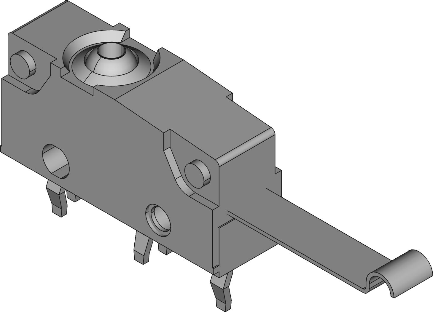 Omron-D2SWP2L3B Interruptor de acción ultrarrápida Switch Snap Action N.O./N.C. SPDT Simulated Roller Lever 2A 250VAC 30VDC 0.6N Thru-Hole PC Pins